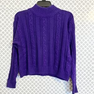FAST TURN Purple Knit Button Back Sweater, S, NWT!